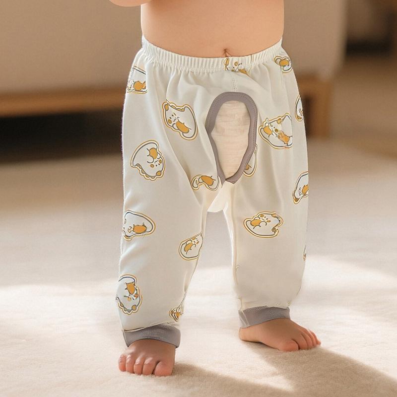 ベビー 開档パンツ 綿 長ズボン 子供 部屋着 男児 女の子 赤ちゃん 秋冬 パジャマ 80cm 90cm 100cm 椰..
