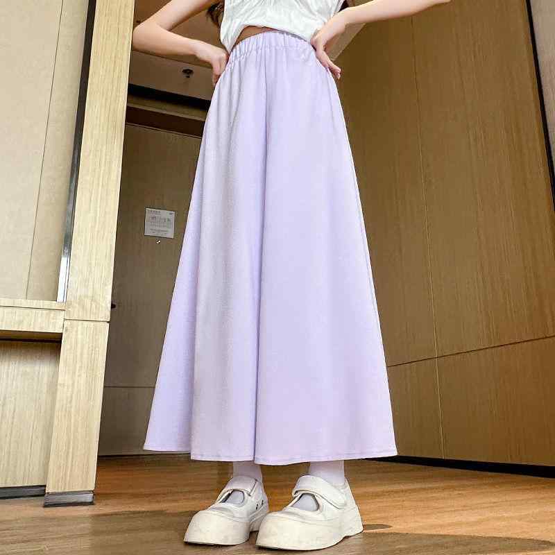 子供服 パンツ 女の子 夏 ワイドレッグパンツ 接触冷感 涼しい 無地 パープル ブルー ゆったり かわい..