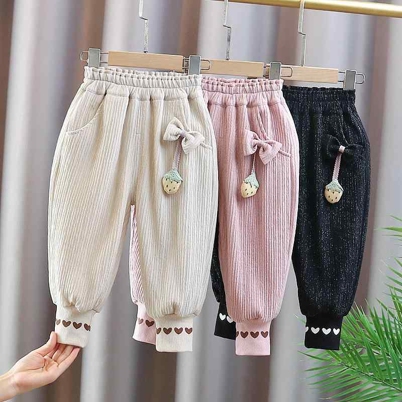子供用パンツ 女の子 春秋 普段着 立体ストロベリー 伸縮性 ロングパンツ 80 90 100 110 120 130 ピン..
