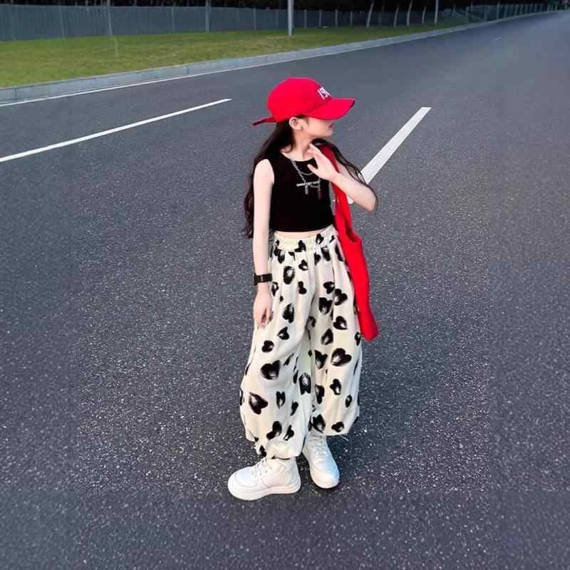 子供服 パンツ 女の子 ワイドレッグパンツ 薄手 速乾 接触冷感 虫よけ 蚊 スポット柄 切り替え カジュアル ロングパンツ 春夏 120cm 130cm 140cm 150cm 160cm 170cm