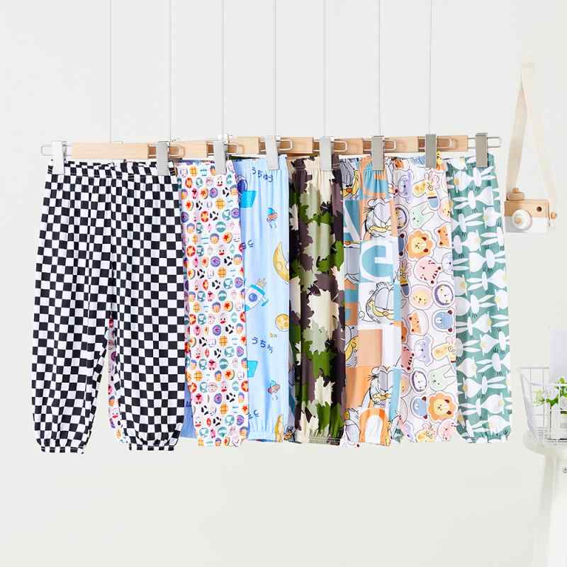 キッズ ベビー パンツ 薄手 長ズボン 子供服 男女兼用 ルームウェア パジャマ 人工彩綿 接触冷感 100cm..