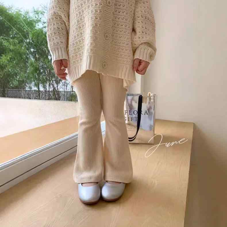 子供用パンツ 女の子用 接触冷感 ストレッチ 喇叭パンツ 夏 長ズボン 8歳以上 中大童 米白 浅グレー 深..