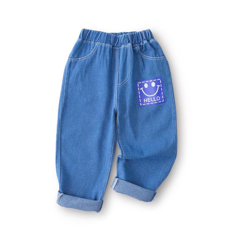子供用ジーンズ 春秋 男女兼用 プリント柄 ルーズフィット ストレートパンツ デニムパンツ カジュアル ..