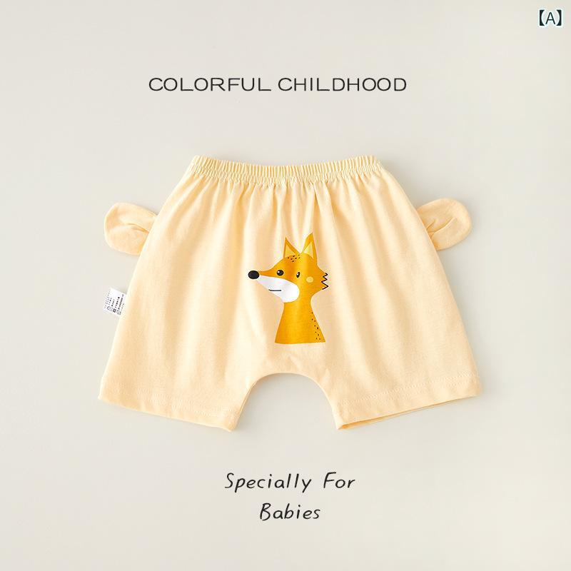 ベビー 短パン 赤ちゃん 幼児 男女兼用 コットン PPパンツ ブルマ 夏 薄手 カジュアル パンツ 73 80 90 100 110 かわいい イチゴ柄 キツネ柄 ネコ柄 アヒル柄