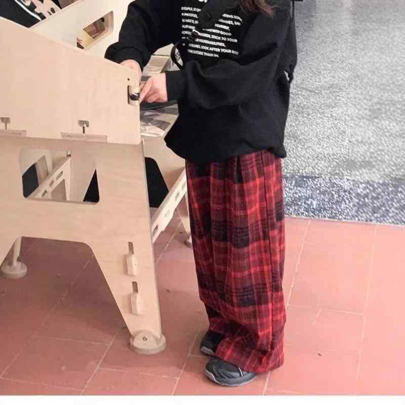 子供用パンツ 春秋 男女兼用 中大キッズ 韓国 格子柄 ロングパンツ 配色 コットン 120cm 130cm 140cm 1..