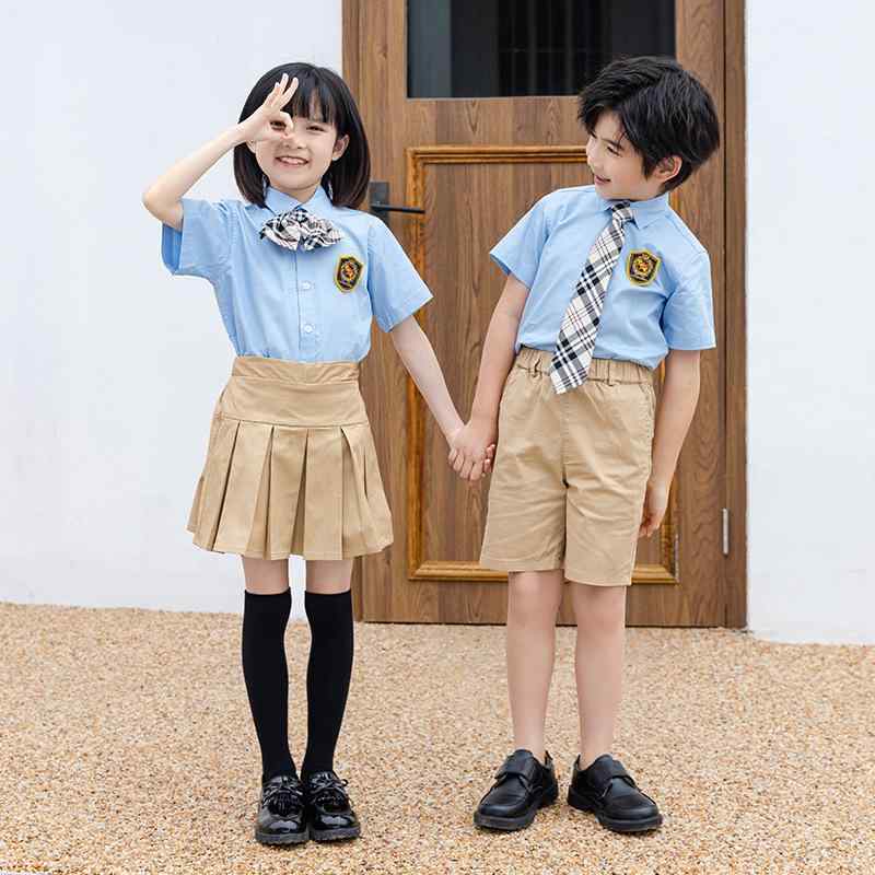 シャツ キッズ 男女兼用 子供用 トップス 短袖 カッターシャツ 綿 学院風 フォーマル 制服 発表会 卒園..