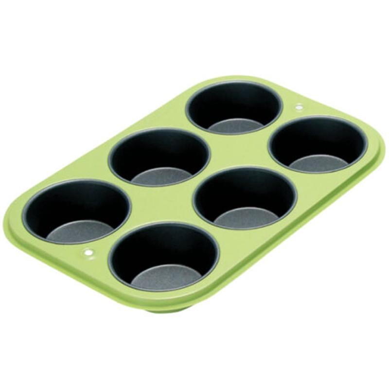 乐天商城 - タイガークラウン マフィン型 緑 189×272×31mm G.マフィンパン型 6P スチール フッ素樹脂2コート 3813