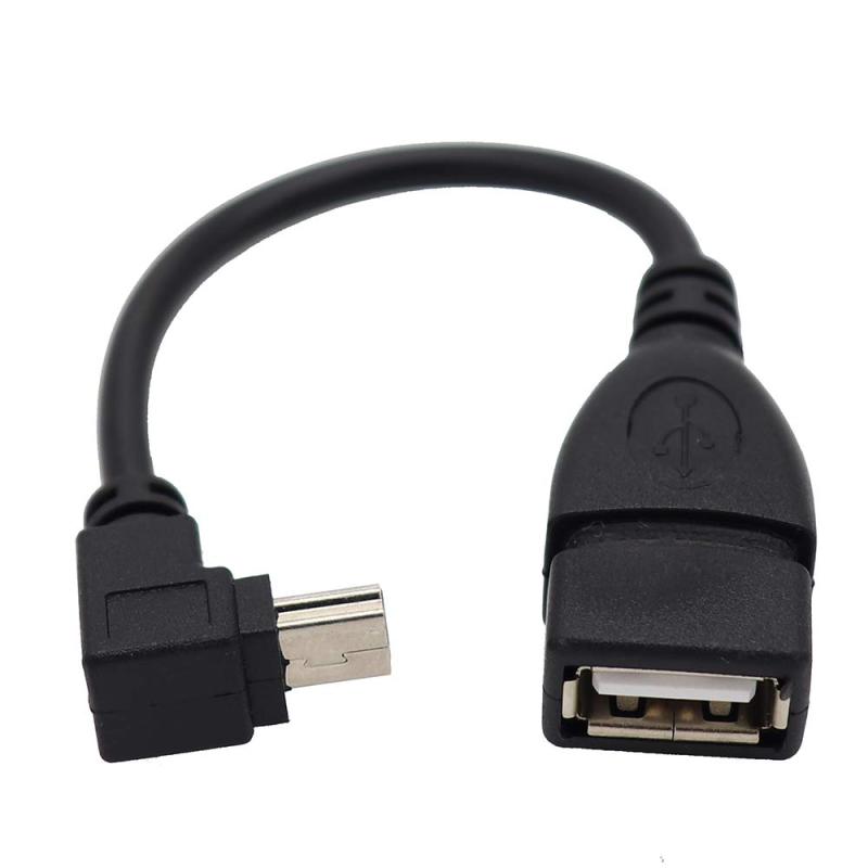 USB mini変換ケーブル USB(miniB)オス-USB(A)メス 90°L型 方向変換ケーブル OTG功能付き 高速480Mbpsのデータ転送同期リード