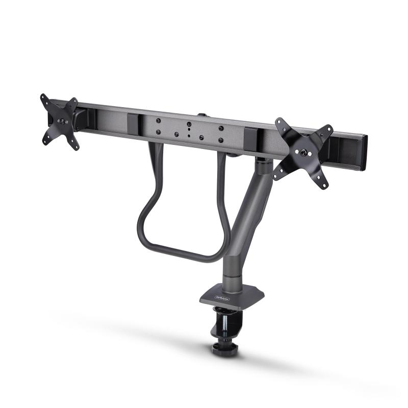 StarTech.com モニターアーム／Cクランプ固定式／2画面／最大27インチ／耐荷重15kg／VESA対応／クロスバー H2M1AS2-MONITOR-ARM