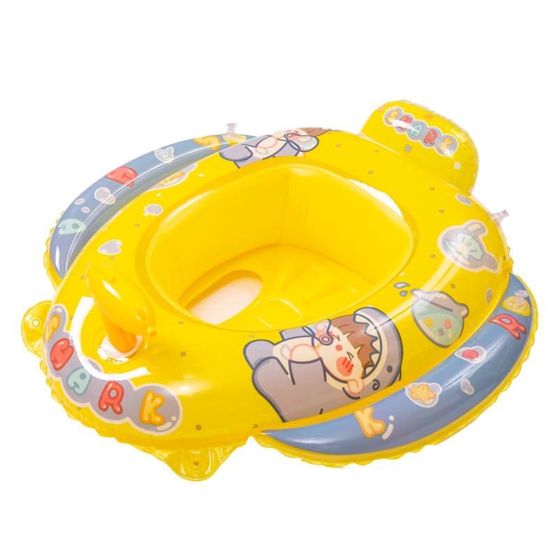 浮き輪 子供用 ベビー浮き輪 足入れ ベビーフロート 浮き具 強い浮力 水泳リング 多層エアバッグ 可愛いプリント 水遊び お風呂 プール 海水浴 空気入れキッズ 男の子 女の子 1歳-5歳の