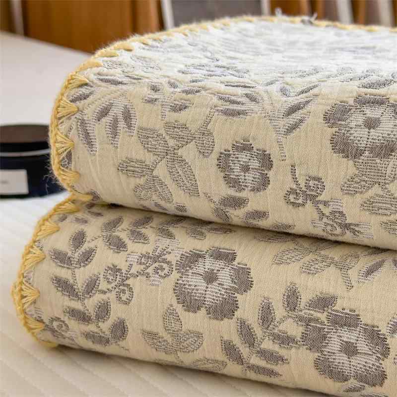 タオルケット 綿 全面コットン 三層ガーゼ提花 夏用 ブランケット ひざ掛け ソファカバー お昼寝 花柄 70*100cm 100*150cm 150*200cm 180*220cm 200*230cm