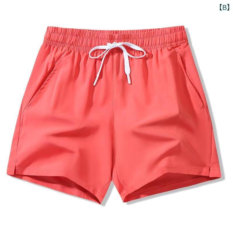 AR企画 楽天市場店のメンズ ショートパンツ 夏季 涼感 速乾 薄手 直筒 伸縮性 運動 ランニング フィットネス 黒 赤 青｜アングル2