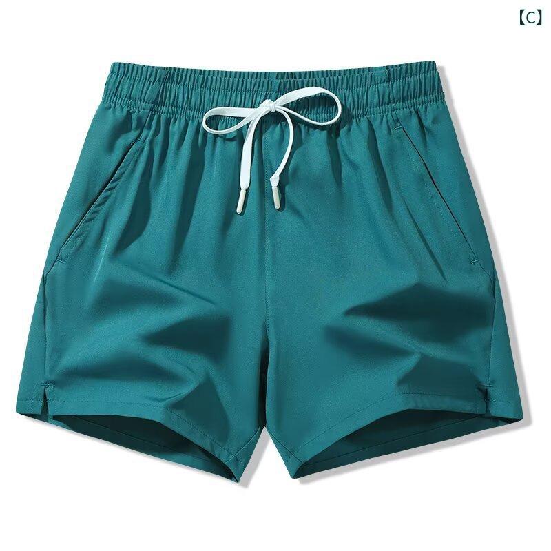 AR企画 楽天市場店のメンズ ショートパンツ 夏季 涼感 速乾 薄手 直筒 伸縮性 運動 ランニング フィットネス 黒 赤 青｜アングル3
