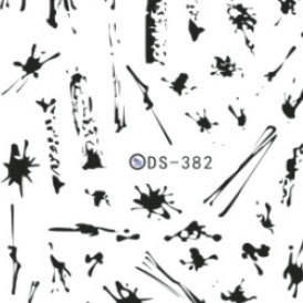 ウォーターネイルシール 【DS-382】 【メール便可】ネイルステッカー インク跡 ブラック 1