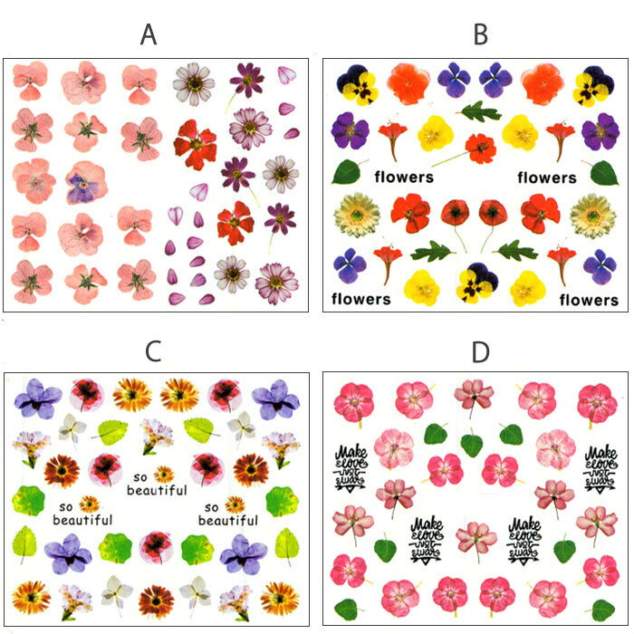 【選べる!!お得なネイルシール】50円 全12種類 フラワー ウォーター ネイル シール 【メール便可】ネイルシール ピンク オレンジ ブルー パープル イエロー ホワイト スペシメン 押し花 ドライフラワー 花 お花 葉っぱ ボタニカル パンジー ポピー ガーネット クローバー