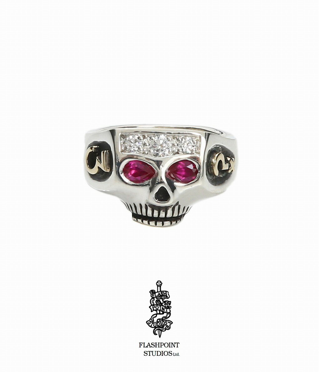 FLASH POINT / フラッシュポイント : "JIM SKULL JOHNNY DEPP TYPE" : ジルスカル ジョニーデップタイプ シルバー リング 指輪 アクセサリー メンズ レディース ユニセックス シンプル シルバー925 ルビー : C472【COR】