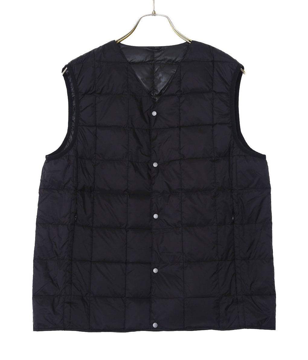 TAION / タイオン : V NECK BUTTON DOWN VEST MENS : Vネック ボタン ダウン ベスト インナーダウン アウター メンズ レディース ユニセックス: TAION-001【AST】