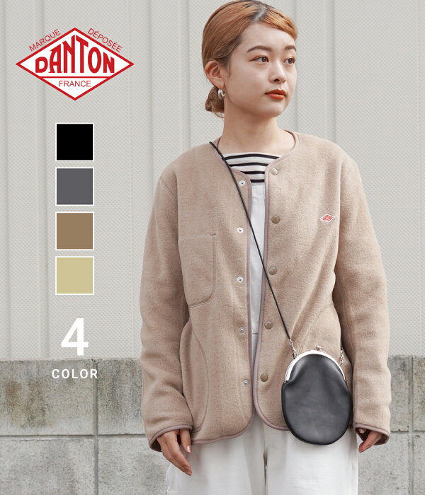 【送料無料】DANTON / ダントン : 【レディース】NO COLLAR FLEECE SHORT CARDIGAN / 全4色 : ノーカラー フリース ショート カーディガン ジャケット ライトアウター インナー ウーマン ブランドパッチ 刺繍 ミディアム丈 デイリーユース タウンユース : JD-8911【DEA】