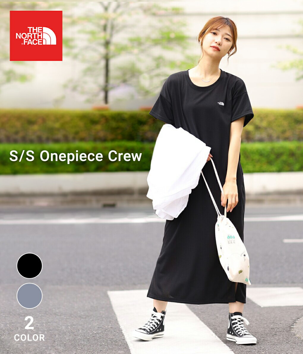 【送料無料】THE NORTH FACE / ザ ノースフェイス : 【レディース】S/S Onepiece Crew / 全2色 : ワンピース ひざ下ロング丈 半袖ワンピ Tシャツワンピ ワンポイントロゴ アウトドア タウンユース カジュアル ブラック 吸汗速乾性 静電ケア設計 体型カバー : NTW32145【DEA】