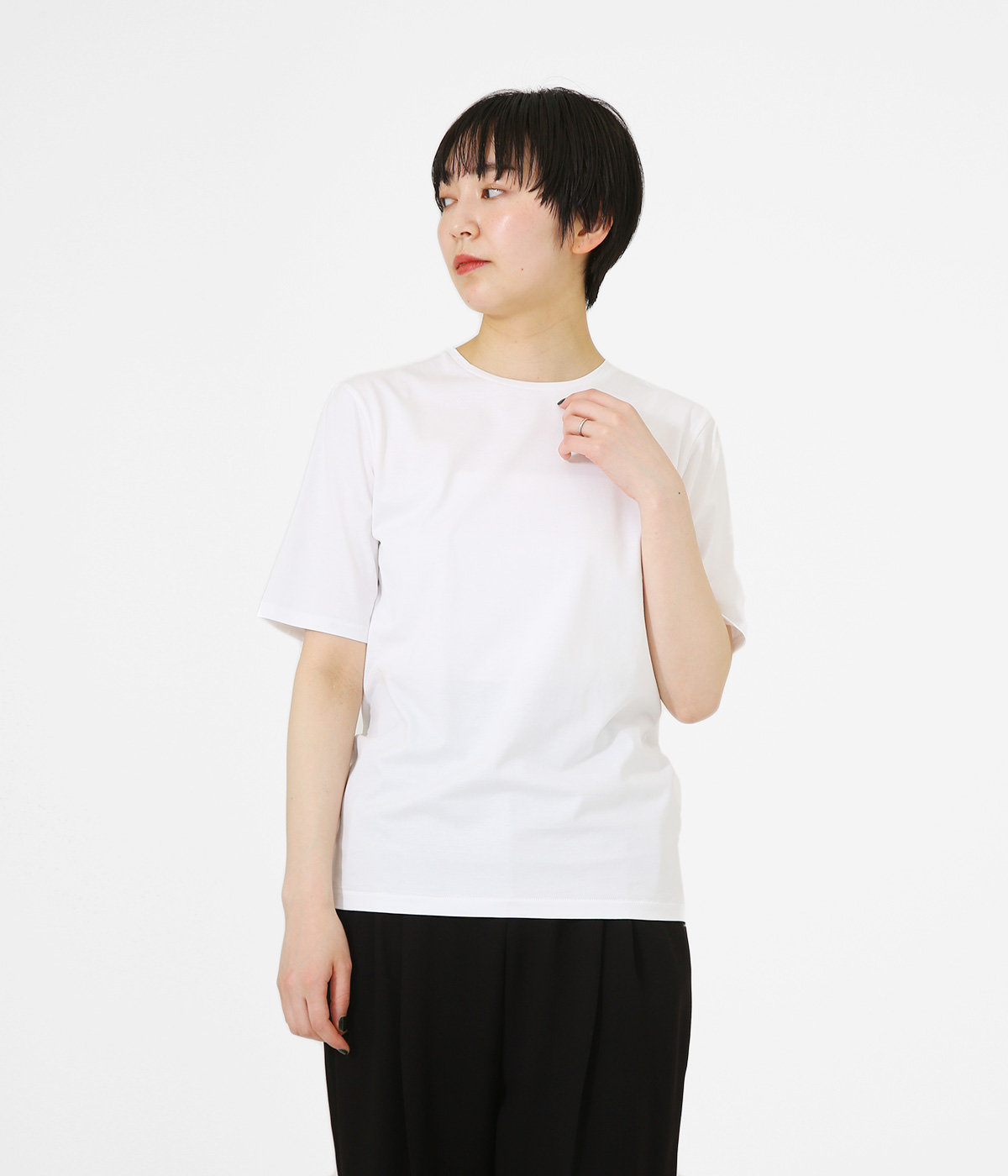 ATON / エイトン : 【レディース】SUVIN 60/2 PERFECT SHORT-SLEEVE / 全2色 : スビン パーフェクトショートスリーブ カットソー Tシャツ ティーシャツ 5分袖 レディース : KKAGIM0013【DEA】【コンパクト】のサムネイル