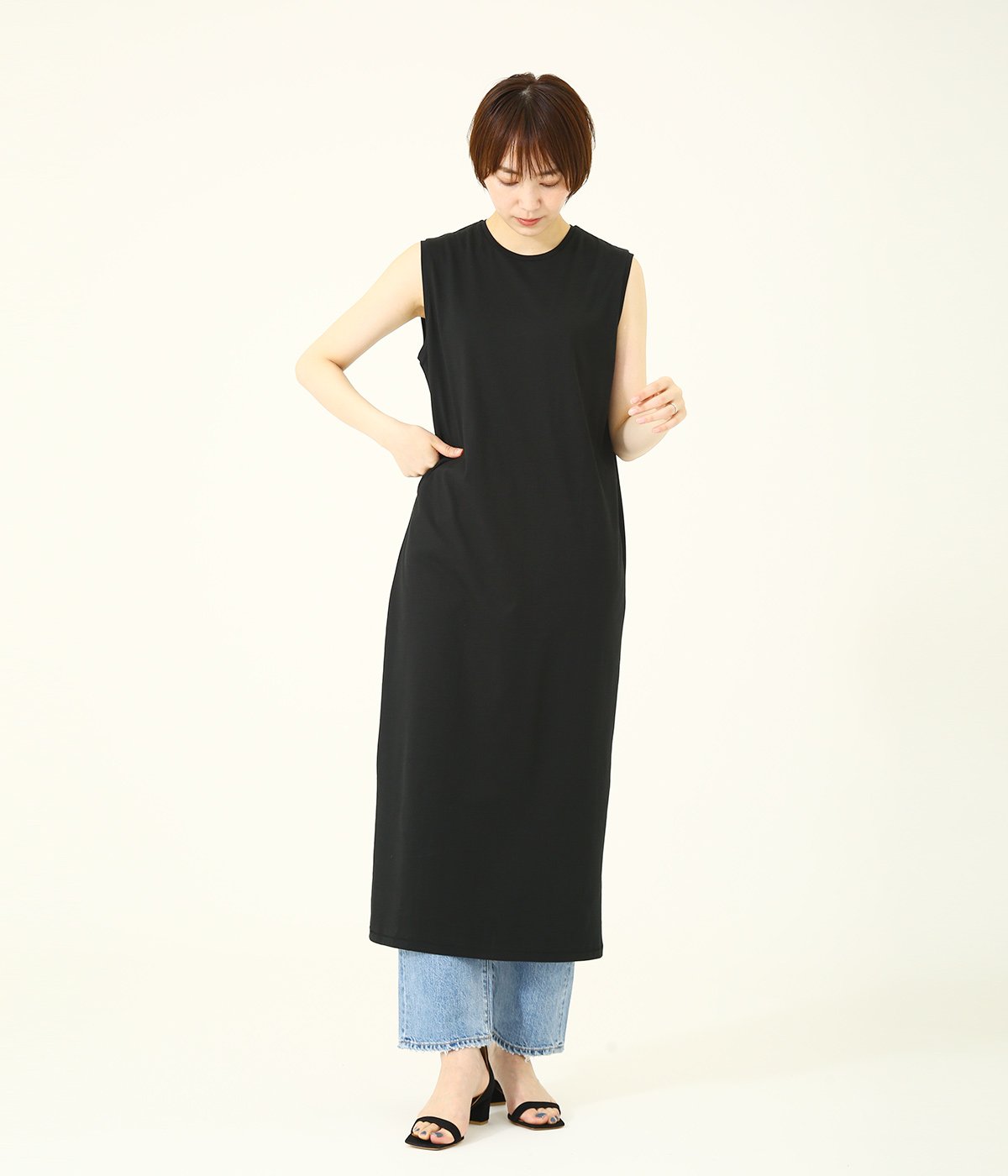 【送料無料】ATON / エイトン : 【レディース】SUVIN 60/2 TANK TOP DRESS / 全2色 : スビン タンクトップ ドレス ワンピース ノースリーブ ロング丈 レディース : OPAGBM0013【DEA】