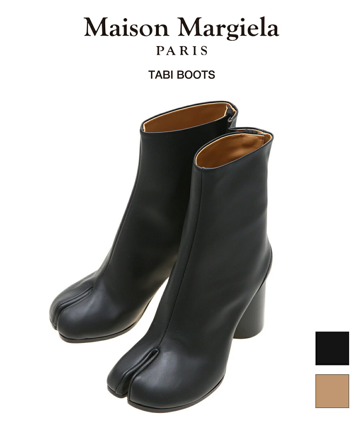 Maison Margiela / メゾン マルジェラ : 【レディース】TABI BOOTS / 全2色 : タビブーツ ブーツ レザーシューズ レザーブーツ 靴 ブラック ベージュ 足袋 スプリットトゥ ヒール 7cm カウレザー 牛革 正規品 イタリア製 : S58WU0260-PR516【ANN】