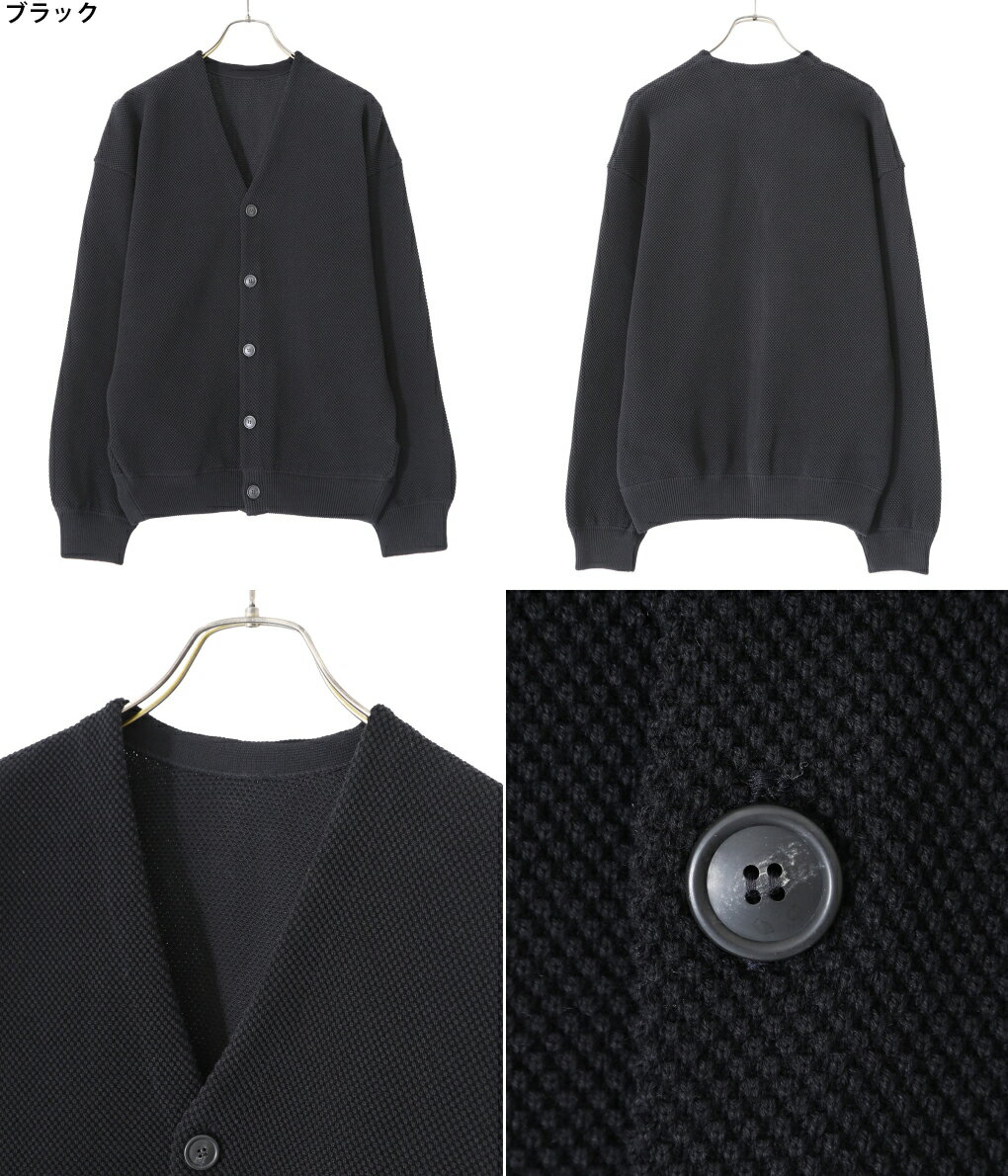 【送料無料】crepuscule / クレプスキュール : 【ONLY ARK】Moss Stitch V/N Cardigan / 全2色 : ONLYARK オンリーアーク 別注 モス ステッチ カーディガン 鹿の子 ニット ボックスシルエット オーバーサイズ 長袖 メンズ レディース ユニセックス : 2201-002-ARK【COR】