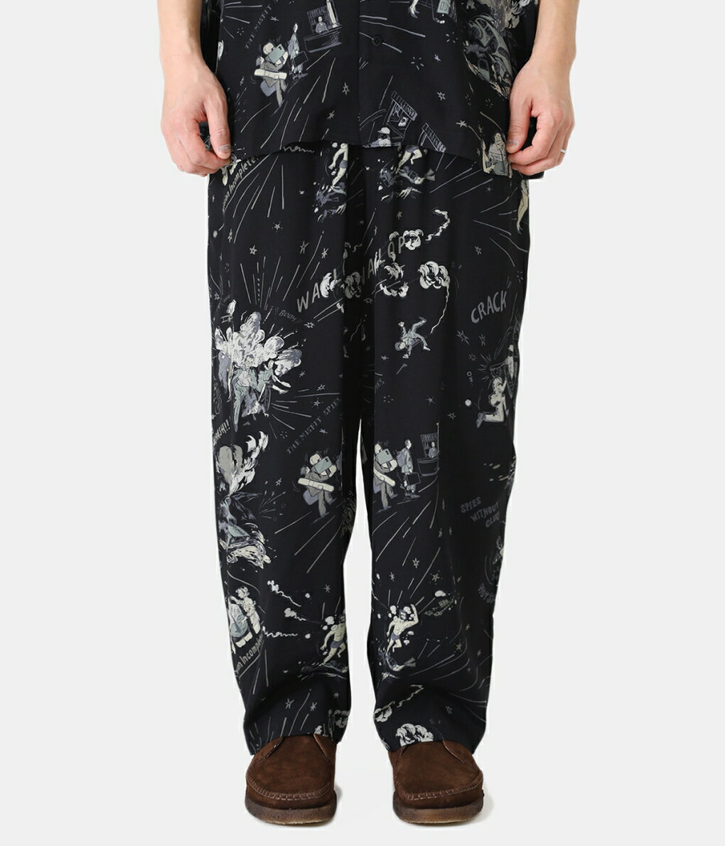 【送料無料】Porter Classic / ポータークラシック : 落ちこぼれスパイALOHA PANTS (THE MISFIT SPIES) : アロハパンツ ロングパンツ 柄パンツ ボトムス ユニーク プリント レーヨン テーパードシルエット メンズ : PC-024-1866【COR】