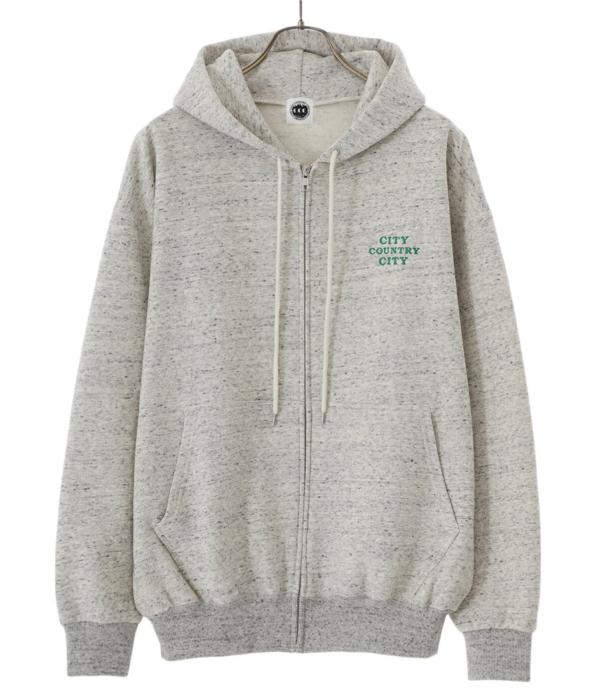 CITY COUNTRY CITY / シティー カントリー シティー : EMBROIDERED LOGO ZIP UP HOODIE : エンブロイダード ロゴ ジップ アップ フーディー パーカー ジップスウェット ボックスシルエット スウェットフーディ メンズ : CCC-231C001