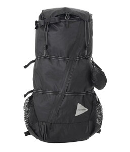 【P5倍】and wander / アンドワンダー : ECOPAK 45L backpack : ブラック バックパック 45L リサイクル エコパック レイアウト 小物 マップポケット フロントバッグ 雨蓋 ポリエステル : 5743975001【PIE】