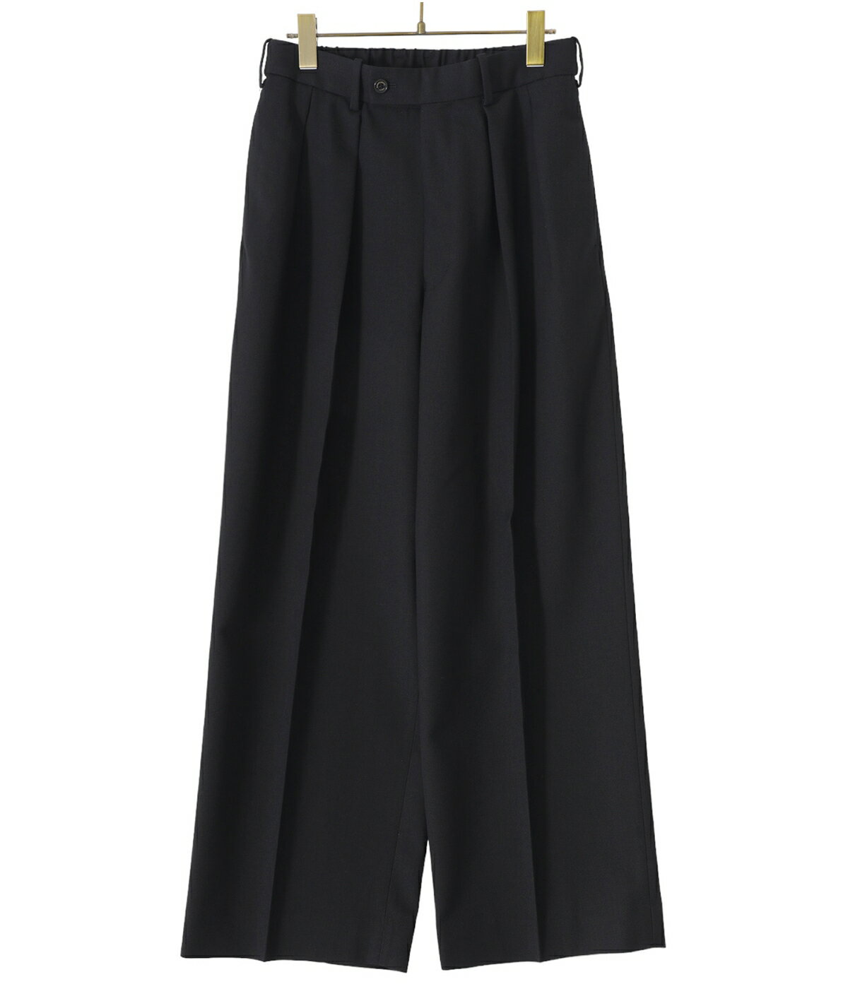 MARKAWARE / マーカウェア : DOUBLE PLEATED TROUSERS / 全2色 : ストーレートシルエット トラウザー パンツ スラックス ブラック ブラック ブラウンカーキ ツータック オーガニックウール 日本製 タウンユース セットアップ: A23C-04PT02C