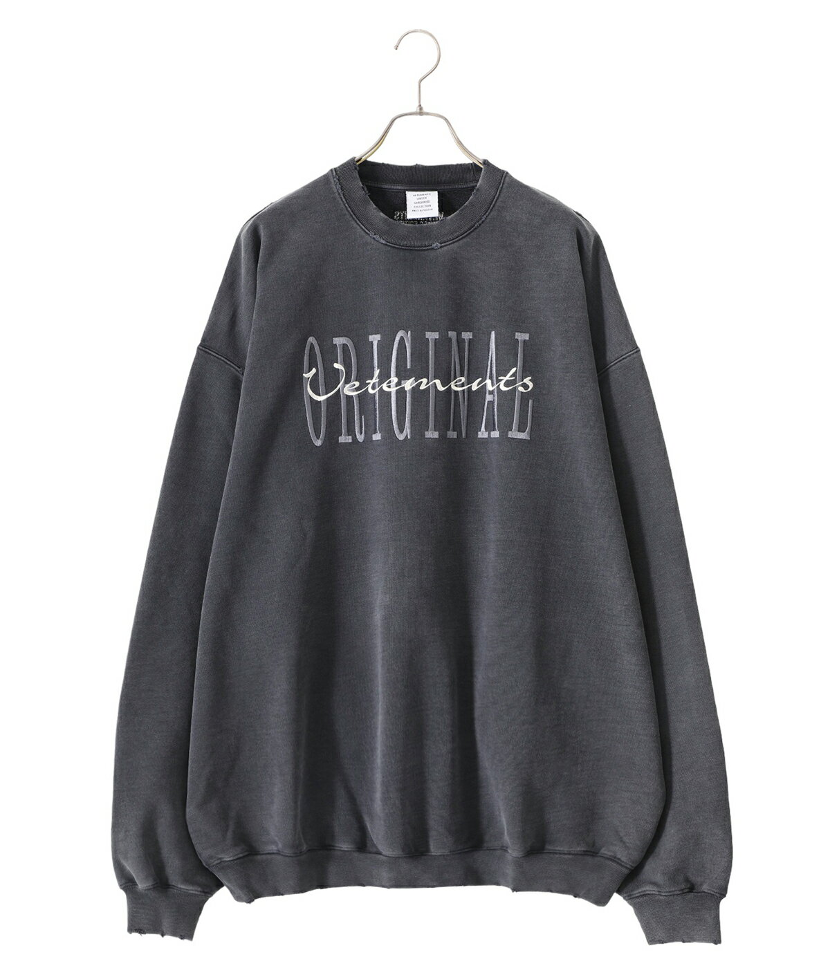 VETEMENTS / ヴェトモン : ORIGINAL LOGO SWEATSHIRT : オリジナル ロゴ スウェット ウォッシュドブラック リアルヴィンテージ オーバーサイズ ドロップショルダー ルーズ コットン : UE54CW120B