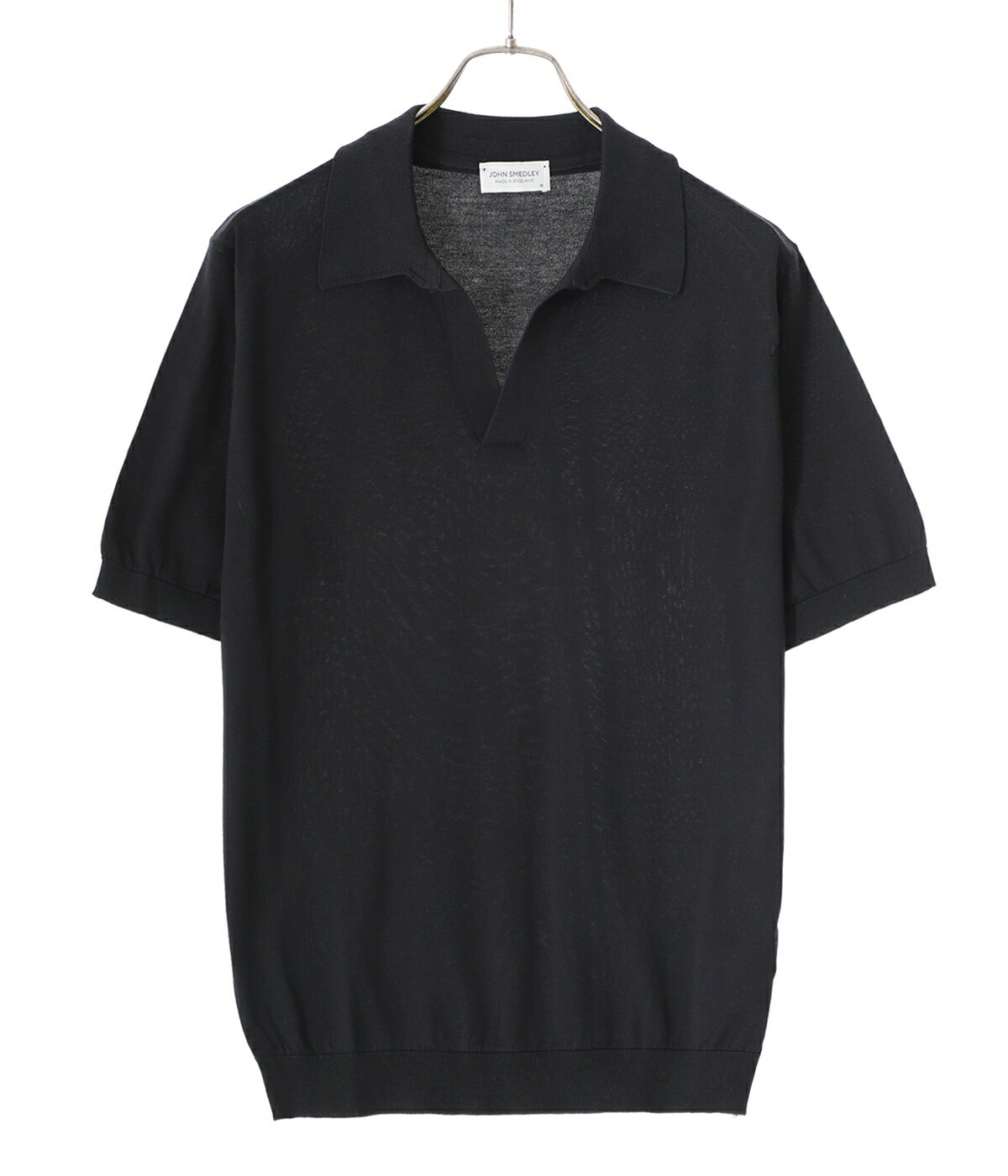 ジョンスメドレー JOHN SMEDLEY / ジョンスメドレー : SKIPPER KNIT / 全2色 : スキッパー ニット 半袖ニット 半袖 ショートスリーブ スキッパーシャツ 襟 コットン イギリス ブラック ネイビー シンプル カジュアル 春夏 メンズ : S4644【MUS】