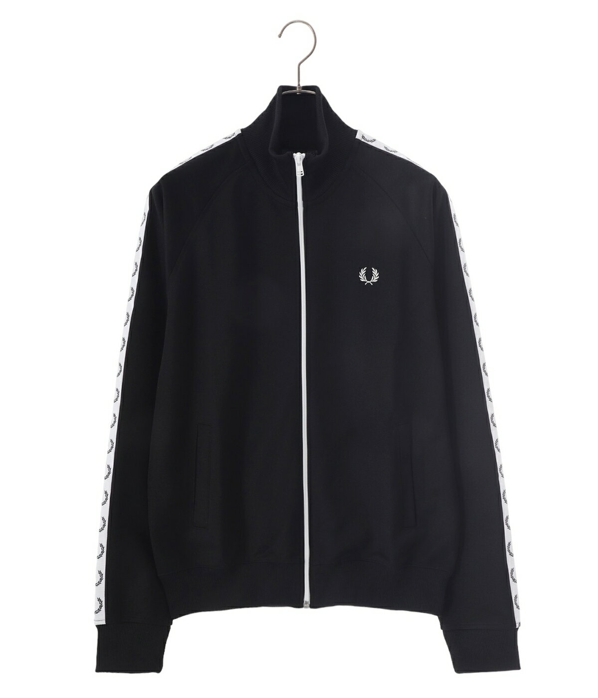 フレッドペリー ジャケット メンズ FRED PERRY / フレッドペリー : Taped Track Jacket : トラックジャケット トップス ブリットポップ トラックテープ ローレルリース ロゴ 刺繍 細身 タイト メンズ ブラック 速乾性 伸縮性 ジャージ シンプル スポーティー : J4620【NOA】