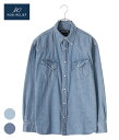 【送料無料】REMI RELIEF NAVY LABEL / レミレリーフ ネイビーレーベル : デニムウエスタンシャツ : ビッグ デニムシャツ ウエスタンシャツ 長袖 長袖シャツ トップス インディゴ コットン ユーズドブルー アイスブルー : RN24329216AK【STD】【REA】