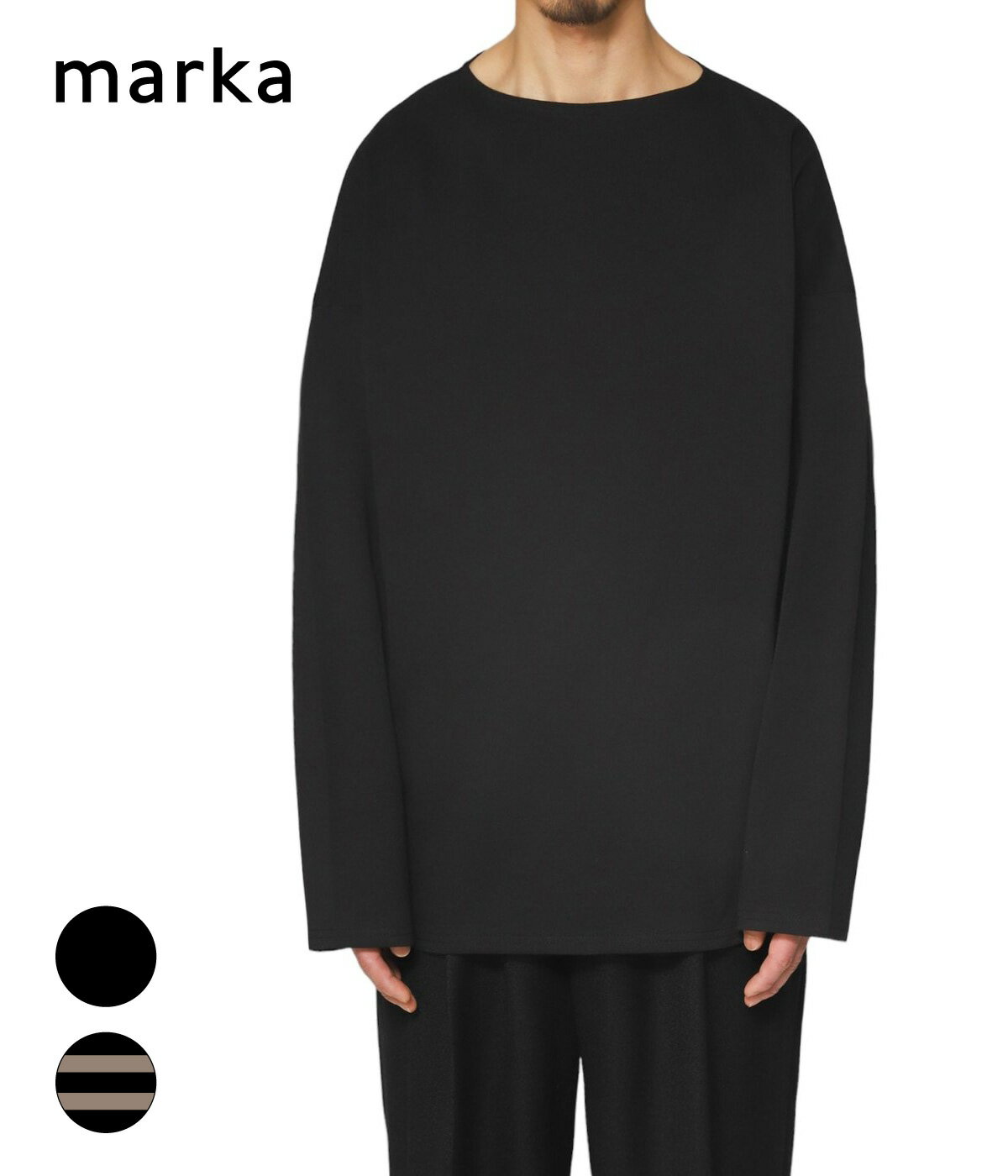 楽天ARKnets【送料無料】marka / マーカ : BASQUE SHIRT - 30//1 ORGANIC COTTON KNIT - / 全2色: バスクシャツ30/1オーガニックコットンニット バスクシャツ ビッグシルエット ボーダー オーバーサイズ ルーズ ボートネック : M24A-17CS01C【COR】【WIS】