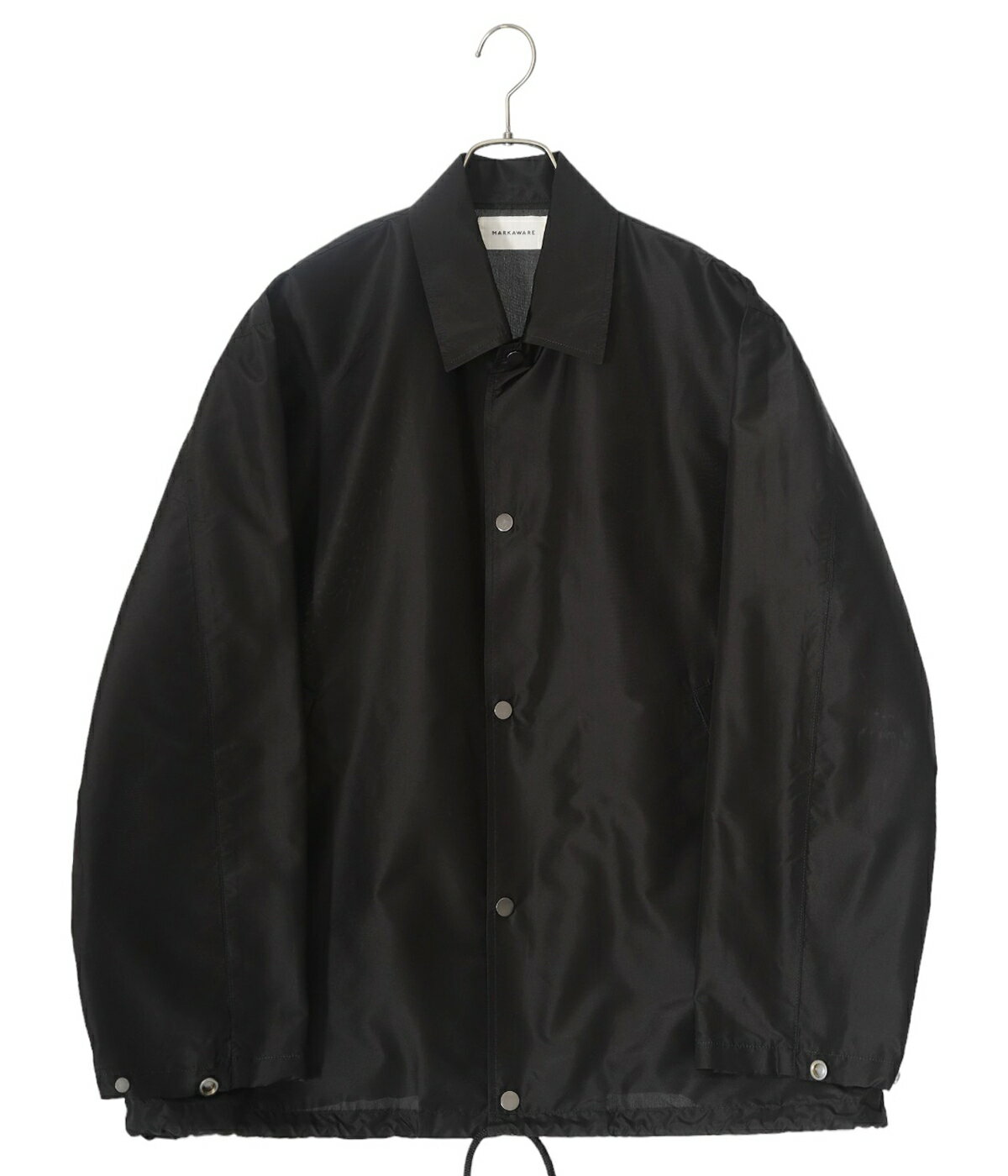 楽天ARKnetsMARKAWARE / マーカウェア : SILK TAFFETA CITY COACH JACKET : シルクタフタシティコーチジャケット シルク スナップボタン 光沢感 ボックスシルエット ブラック メンズ 秋冬 : A24A-10BL02C【MUS】