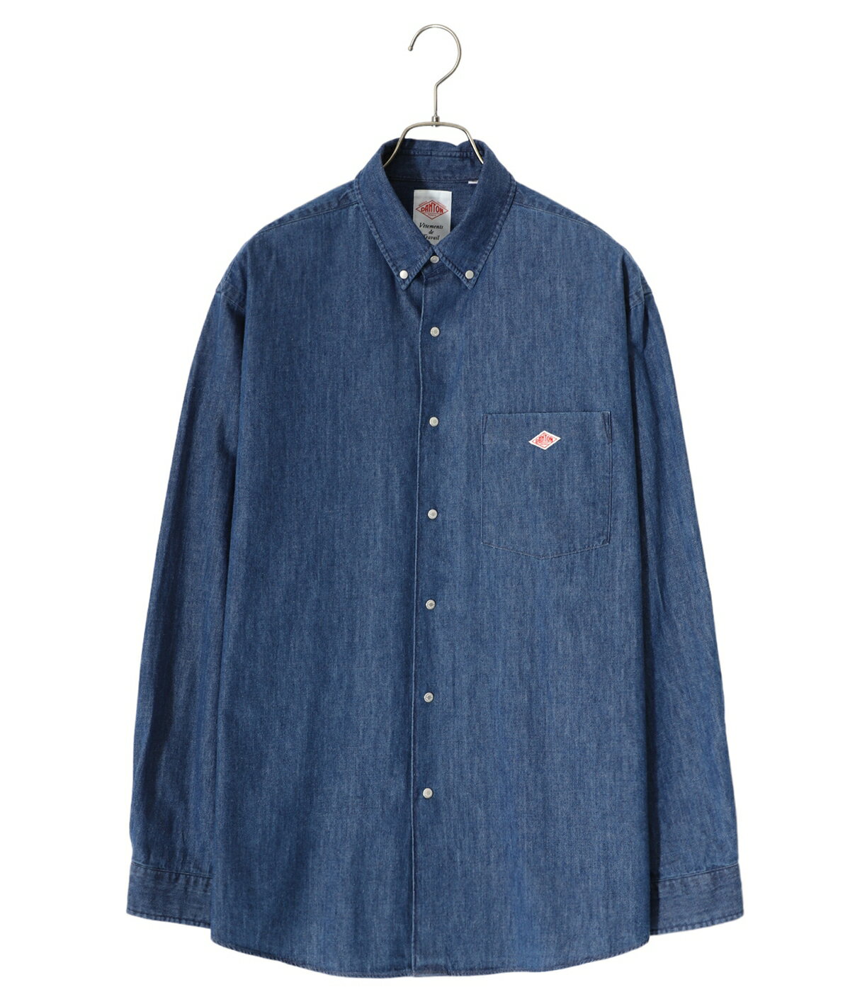 ダントン ダウン メンズ 【送料無料】DANTON / ダントン : DOT BUTTON B.D SHIRT : ボタンダウンビーディーシャツ ボタンダウン スナップボタン インディゴ デニム シャツ シンプル ロゴ付き ファブリック 経年変化 クールマックス 光沢感 ゆったり トップス メンズ : DT-B0116DUG【STD】