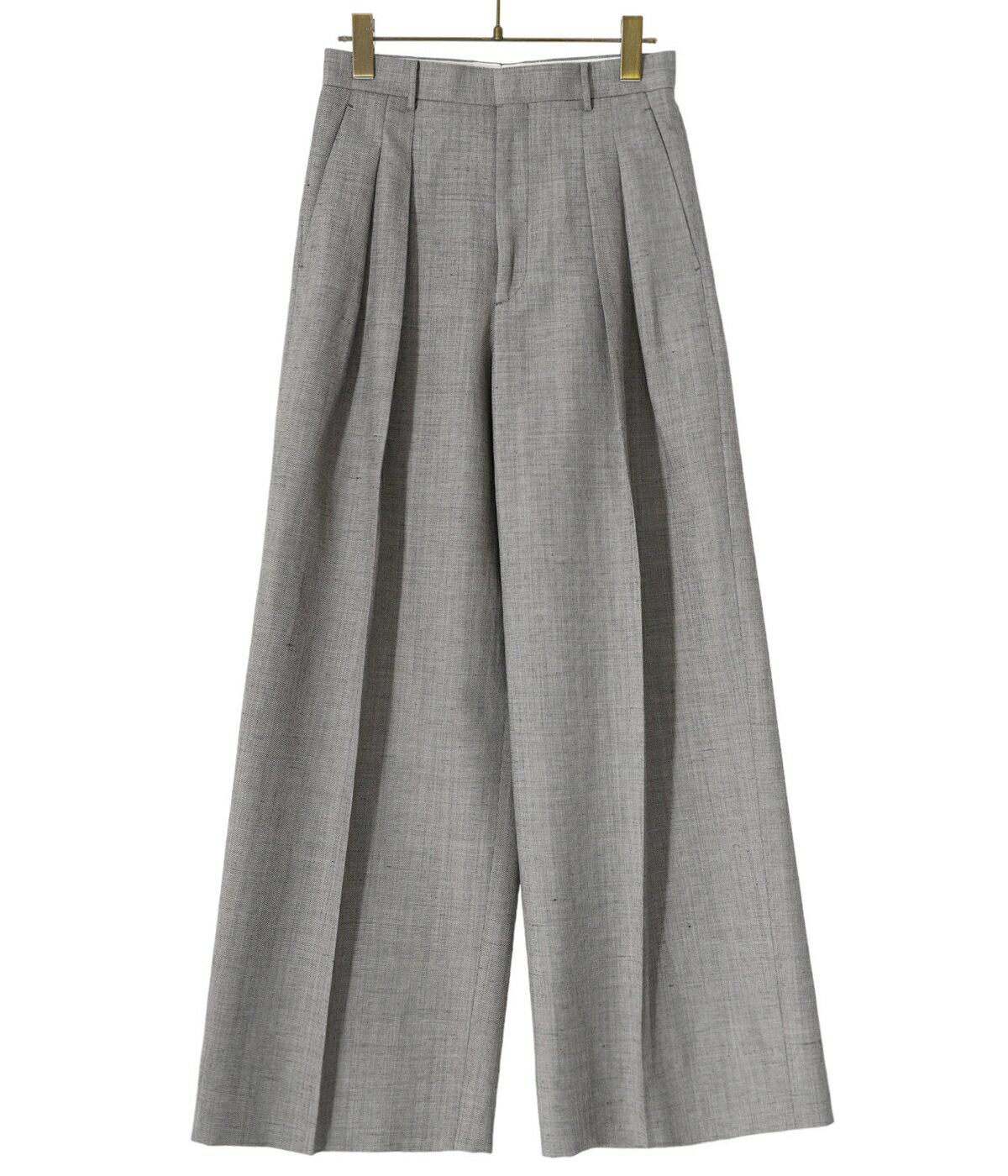 【送料無料】ATON / エイトン : 【レディース】WOOL LINEN SHARKSKIN WIDE PANTS : ウールリネンシャークスキンワイドパンツ ウールリ..