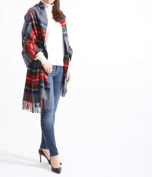 【期間限定送料無料!】Johnstons / ジョンストンズ : CASHMERE TARTAN STOLES(190×70)-GREY STEWART(グレースチュワート)- (大判 ストール カシミア マフラー 日本別注カラー タータンチェック) WA000056-VU6124-GRY【ANN】