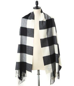 【期間限定送料無料!】Johnstons / ジョンストンズ : <CASHMERE TARTAN STOLES(190×70)>-Block Check Black- (大判 ストール カシミア ストール マフラー) AU1798-WA56【ANN】