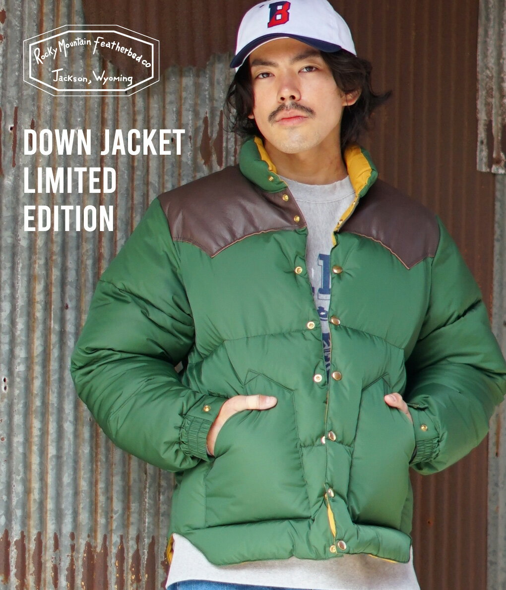 ROCKY MOUNTAIN FEATHER BED / ロッキーマウンテンフェザーベッド : DOWN JACKET LIMITED EDITION : ダウンジャケット メンズ ヘビーアウター リミテッドモデル 限定カラー ボトルグリーン 700FP 70デニール オーセンティック : 290-222-50【STD】