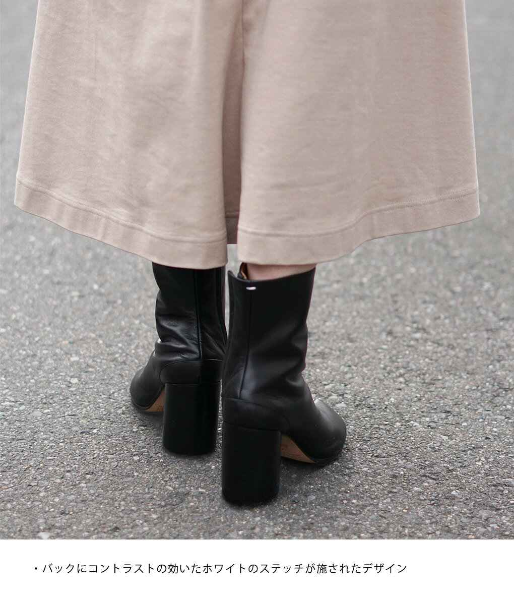 Maison Margiela / メゾン マルジェラ : 【レディース】TABI BOOTS(8cmヒール) / サイズ22〜25cm : タビブーツ レザーブーツ ブーティー アンクル丈 ブラック ウィメンズ ウーマン 女性 足袋 革靴 牛革 本革 : S58WU0260-PR516-T8013【ANN】