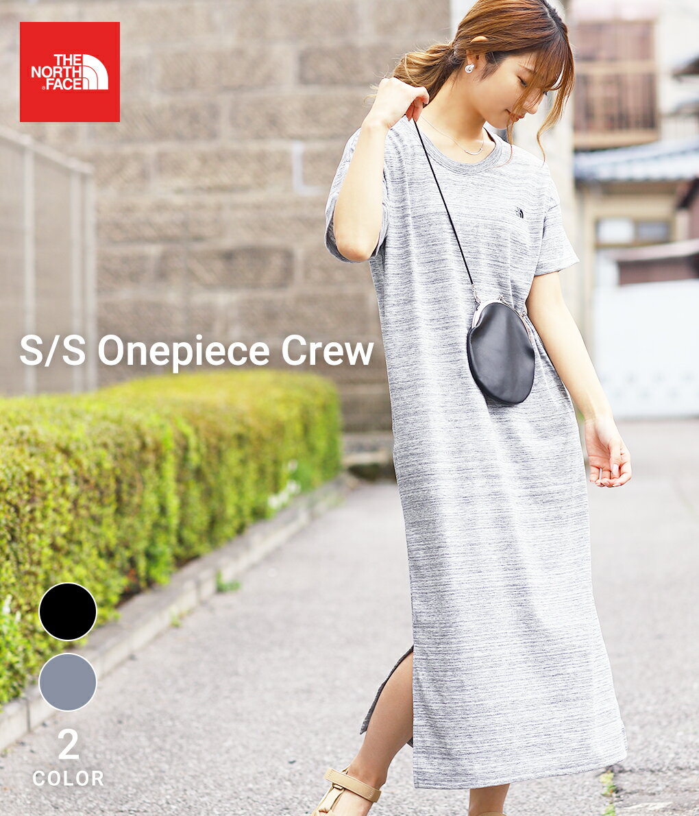THE NORTH FACE / ザ ノースフェイス : 【レディース】S/S Onepiece Crew / 全2色 : ワンピース ひざ下ロング丈 半袖ワンピ アウトドア タウンユース Tシャツ ワンピ ワンポイント シンプル ロング丈: NTW32145【DEA】