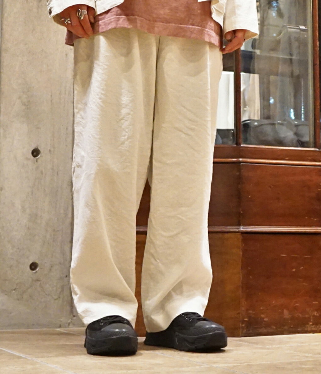 【P10倍】【送料無料】marka / マーカ : 2TUCK STRAIGHT FIT EASY - silk linen - / 全3色 : ツータック ストレート フィット イージー シルク リネン スラックス パンツ セットアップ パジャマ ルーム ウェア メンズ : M21A-05PT01C 【COR】【WIS】