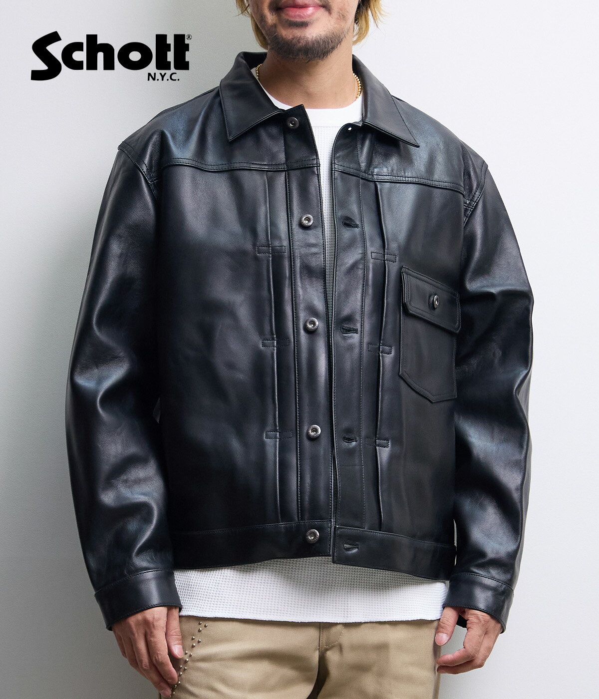 [����̵��]Schott : SHEEP LEATHER 1st TRACKER JACKET : 782-3950128[AST][U]