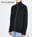 Maison Margiela / メゾン マルジェラ : Drivers Knit : ドライバーズニット トップス ニット セーター ローゲージ リブ ジップアップ ハイネック ウール コットン タイトシルエット W-ZIP イタリア ブラック 黒 メンズ : SI1HA0013-S17781