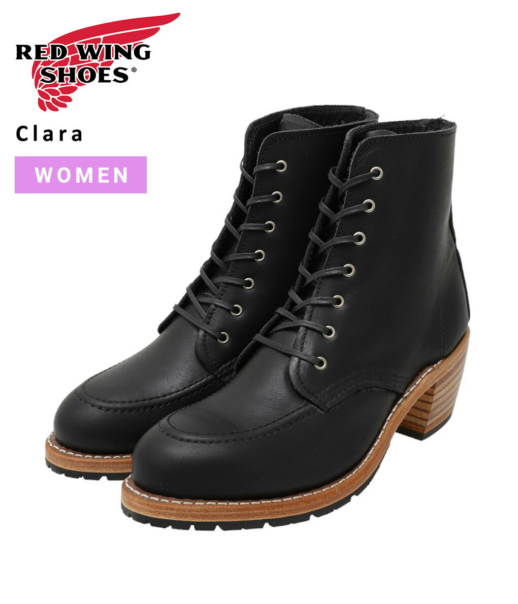 【送料無料】RED WING / レッドウィング : 【レディース】Clara : クララ ワークブーツ レザーブーツ ショート ブーツ シューズ クラシカル レザー ヒール ブラック エレガント モダン 軽量 編み上げ レースアップ プレゼント レディース 耐久性 : 3405【DEA】