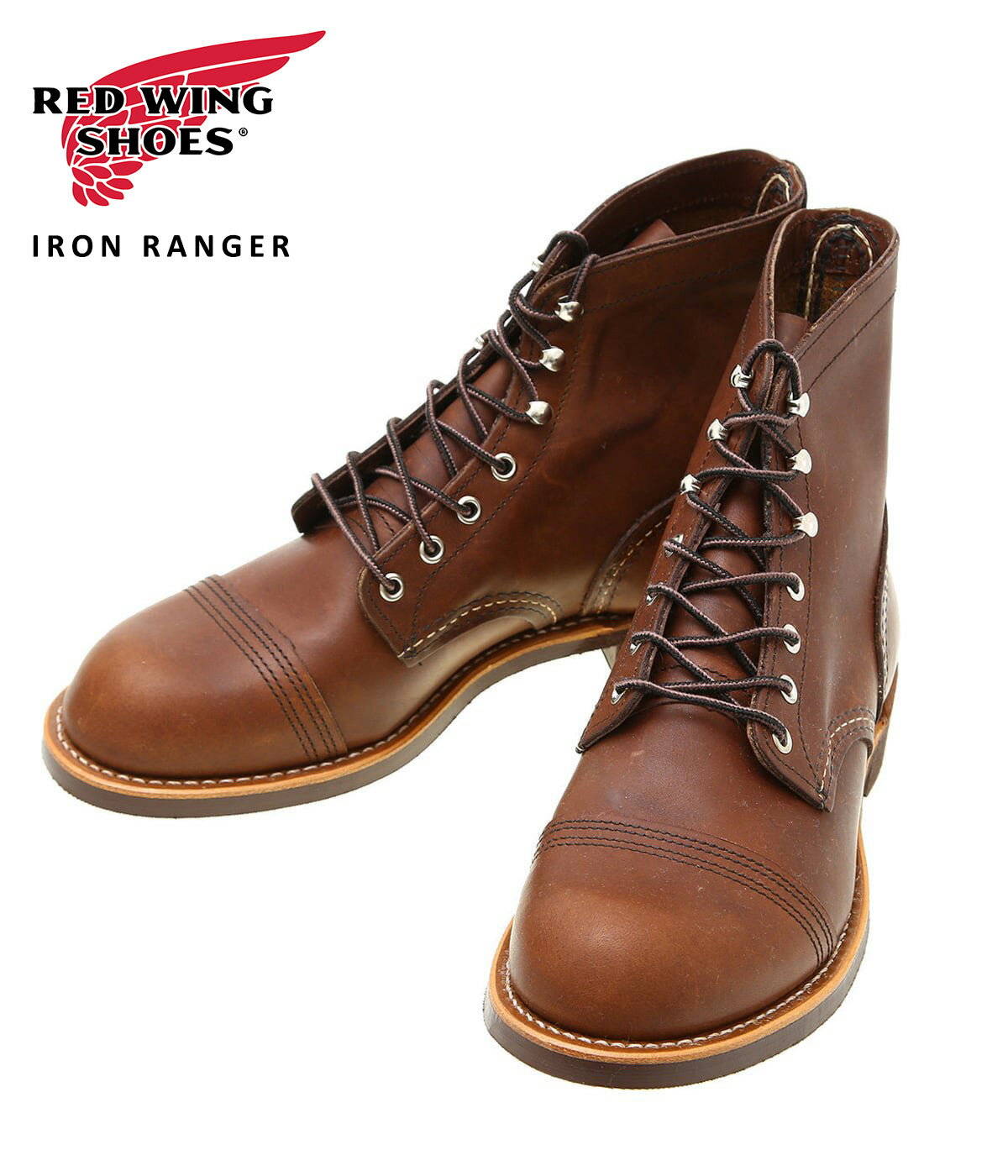 【送料無料】RED WING / レッドウィング : IRON RANGER No.8111 : アイアンレンジャー アンバー ハーネス レザーシューズ 革靴 本革 ブーツ ワークブーツ キャップドトゥ ビブラム ミニラグ グッドイヤーウェルト レースアップ ラウンドトゥ アメカジ ウィズD : 8111【STD】