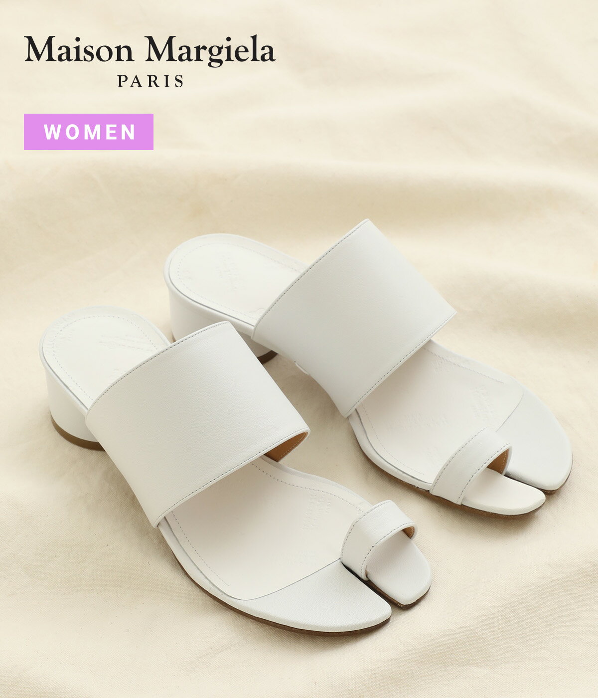 【送料無料】Maison Margiela / メゾン マルジェラ : 【レディース】HANNAH MULES LOW : ハンナミュールロウ マルジェラ 23ss オンライン ブラック ホワイト サンダル ミュール ヒール ローヒール タビ 足袋 羊革 本革 シープスキン : S58WP0234PR869T1003【ANN】